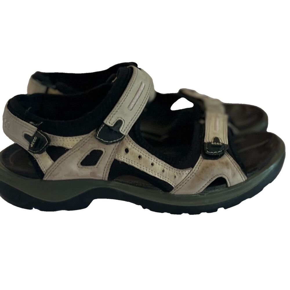 Ecco Offroad Yucatan Sport Sandals Taupe Leather Outdoor Mens 39 US 7